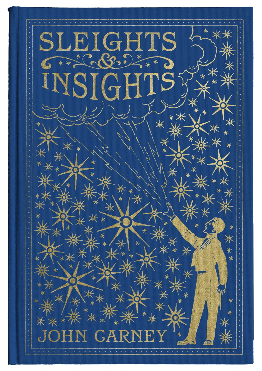 Blue and gold cover of Sleights & Insights by John Carney